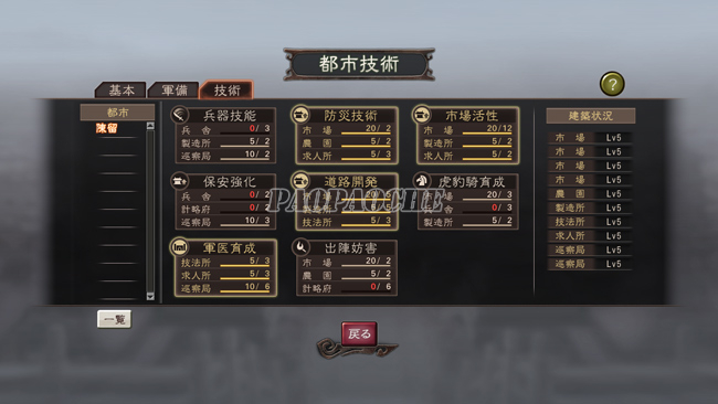 3国志12威力加强版都市技术列表