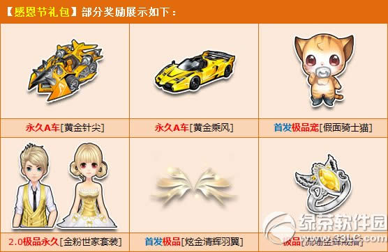 qq飞车感恩节礼包多少钱 有什么奖励2