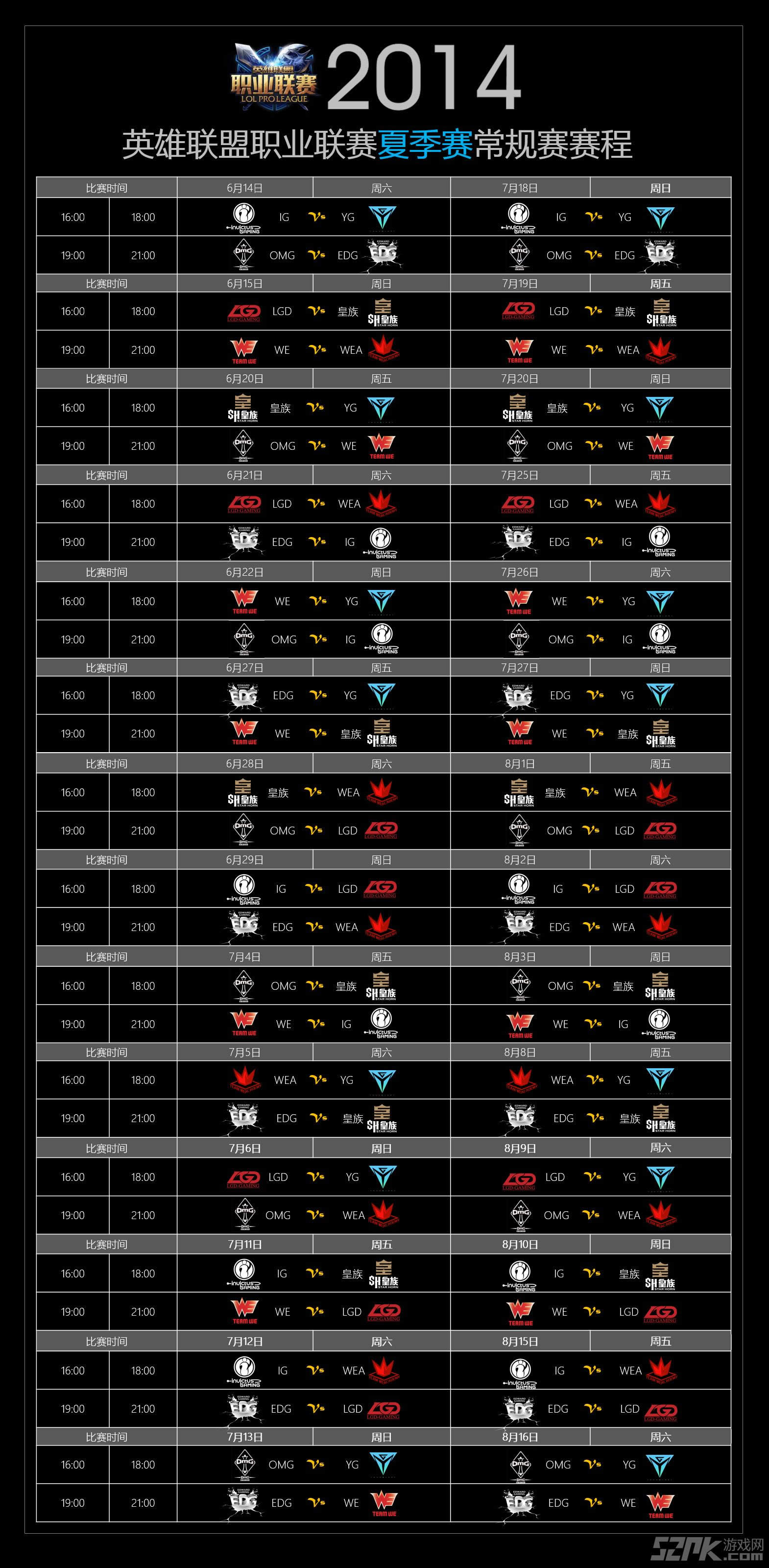 LOL lpl�ļ���2014ʱ�䡢��������������