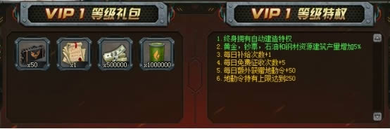 《战争风暴》VIP特权